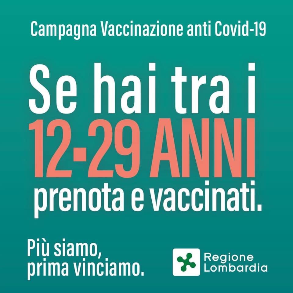 VACCINAZIONI ANTI COVID-2019 - CITTADINI TRA 12 E 29 ANNI